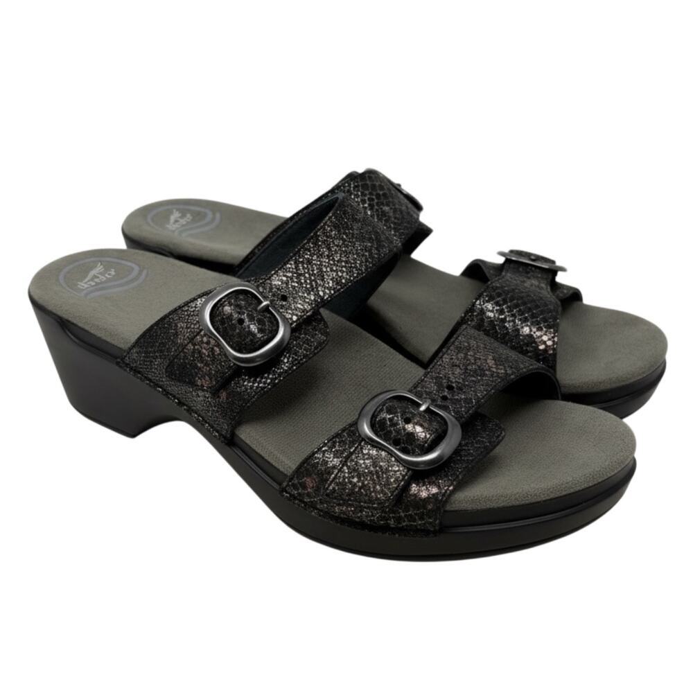 NWOB Dansko Sophie Black Metallic Sandals Size 41 (US 10.5-11) Comfortable